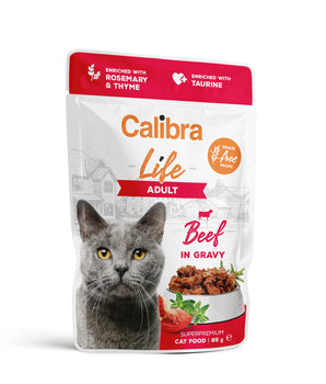 Calibra Cat Life Adult Beef Wet Food Pouches 28x85g