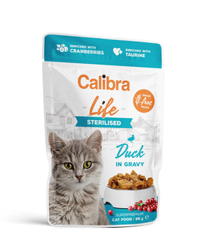 Calibra Cat Life Sterilised Duck Wet Food Pouch 28x85g