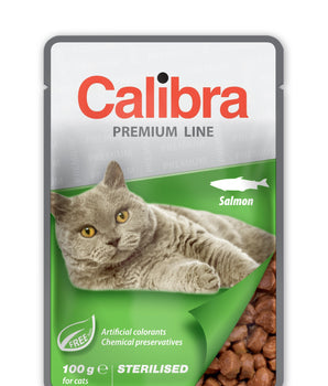Calibra Premium for Sterilised Cats Salmon Wet Food Pouch 24x100g