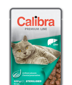 Calibra Premium for Sterilised Cats Liver Wet Food Pouch 24x100g