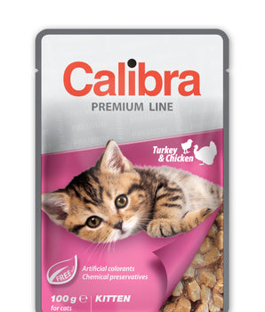 Calibra Cat Premium Kitten Turkey & Chicken Wet Food Pouch 24x100g